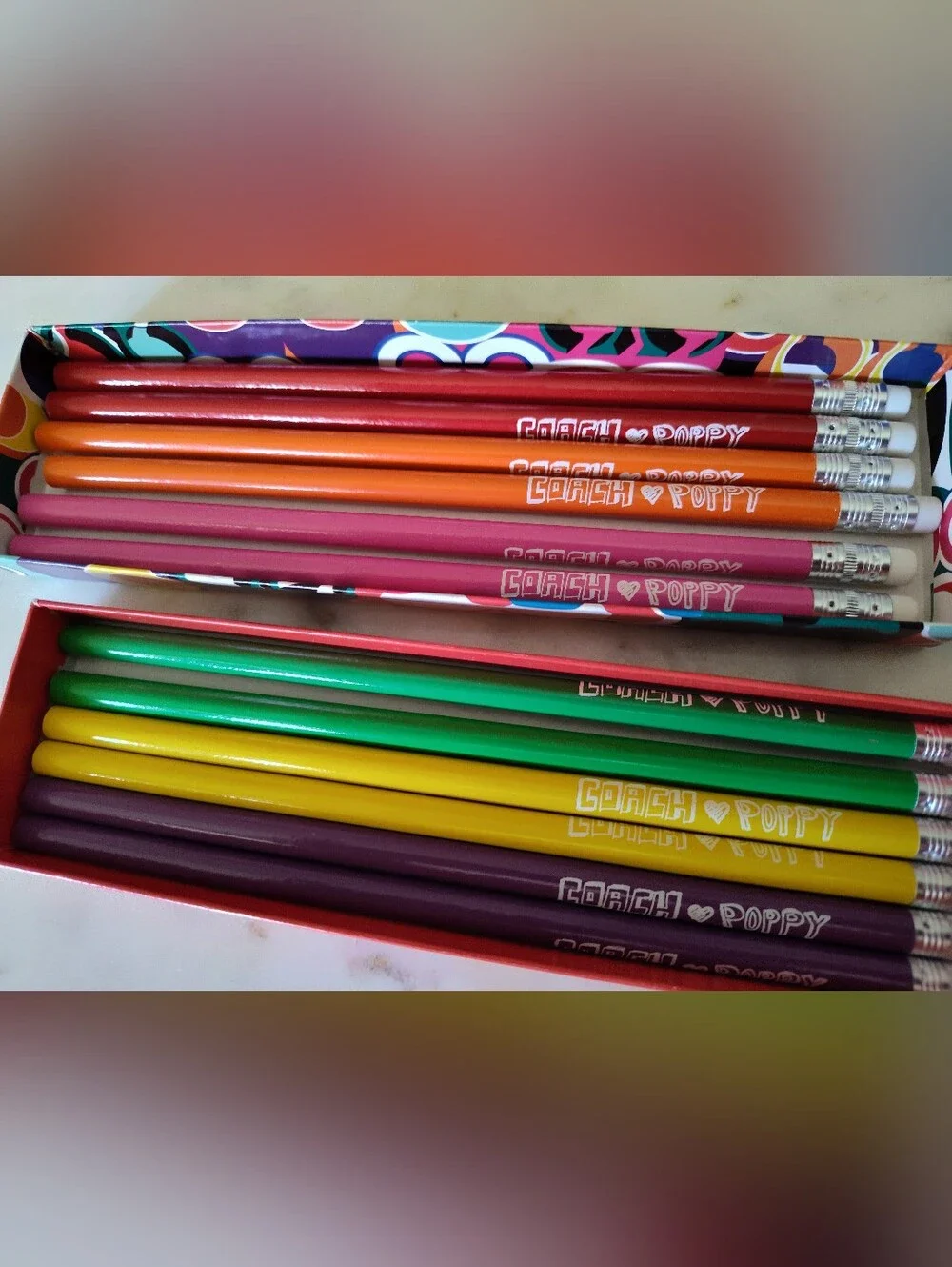 COACH Poppy Y2K Logo Notebook Journal 12 Pencil Gift Set New Rare New Old Stock
